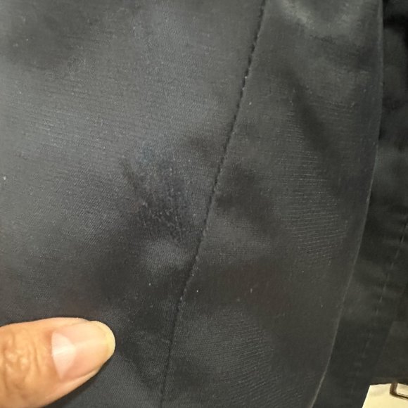 Sz M Womens Jones New York Trench Coat Mid Length Navy Belt Vent Full Zip satin - Picture 5 of 11